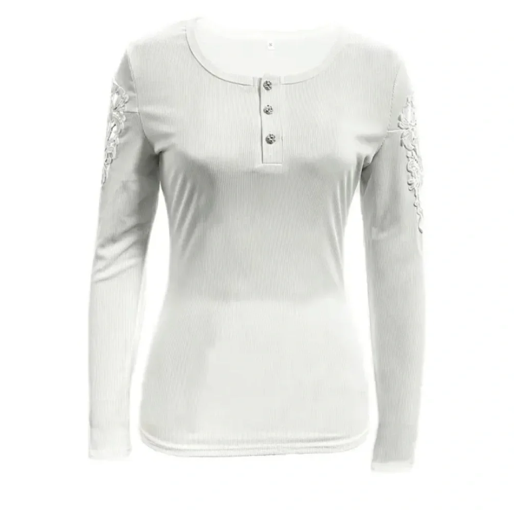 White Fitted Long Sleeve Polo Blouse